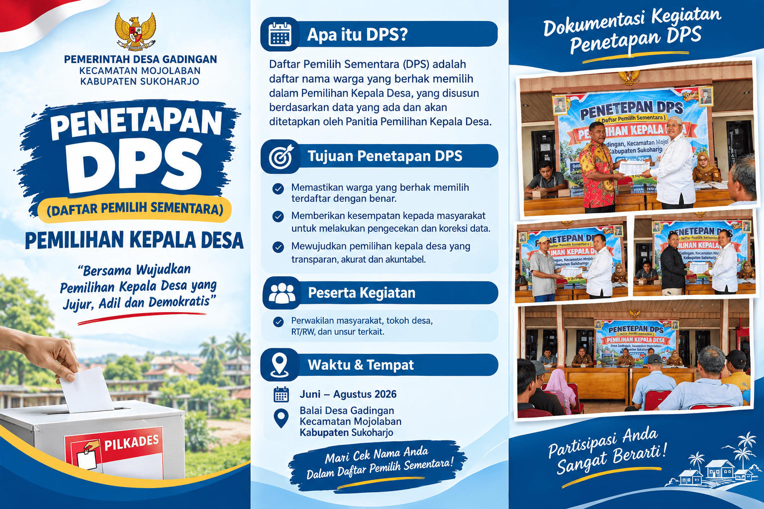 Penetapan Daftar Pemilih Sementara (DPS) Pemilihan Kepala Desa Gadingan